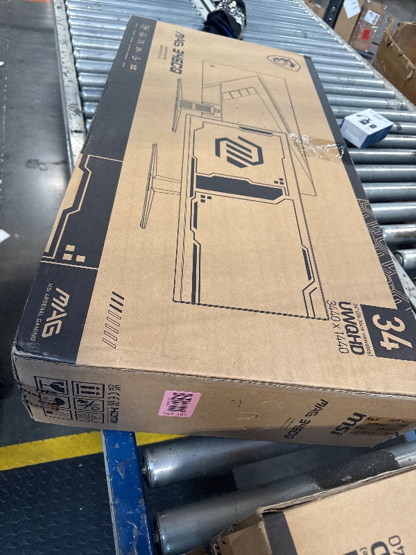 Photo 1 of ** MISSING BASE AND CABLE/ ONLY MONITOR ** MSI MAG 346CQ 34-inch 3440 x 1440 (UWQHD) Gaming Monitor, 180Hz, Adaptive-Synch, HDMI, DisplayPort, VESA Mountable, Tilt, Height Adjustable, Speaker, 1ms, Black