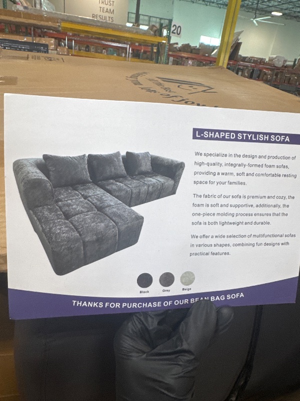 Photo 1 of ** NEW / COMPLETE / NO RETURNS** HABUTWAY 103" L-Shaped Modular Sectional Sofa, No Assembly Required Deep Seat Couch with 3 Pillows, Soft Fabric Upholstered, Modern Chaise Lounge for Living Room, Bedroom,Black