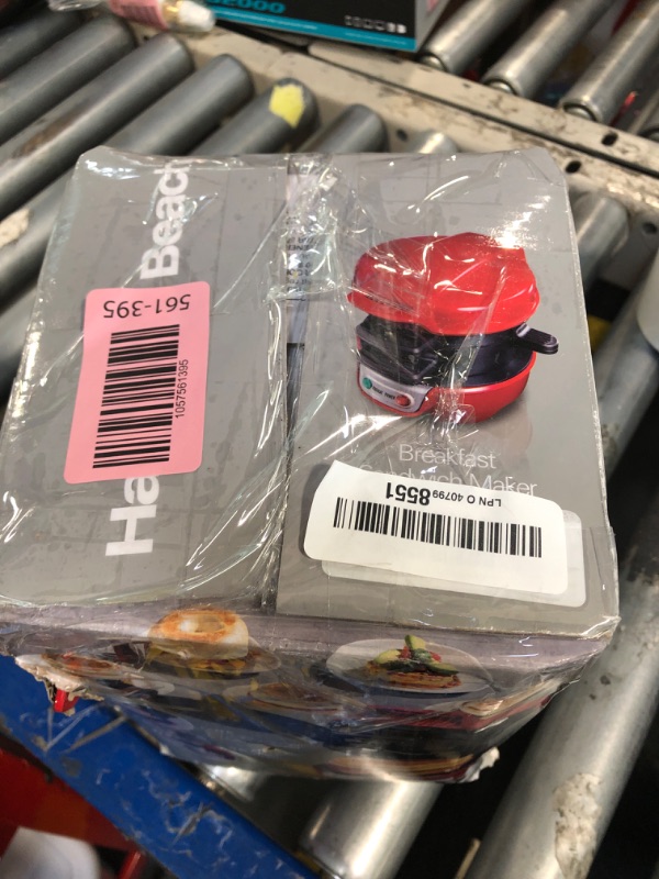 Photo 1 of ** VERY USED ** Hamilton Beach Breakfast Sandwich Maker with Egg Cooker Ring, Customize Ingredients, Perfect for English Muffins, Croissants, Mini Waffles, Perfect White Elephant Gifts, Red (25476)