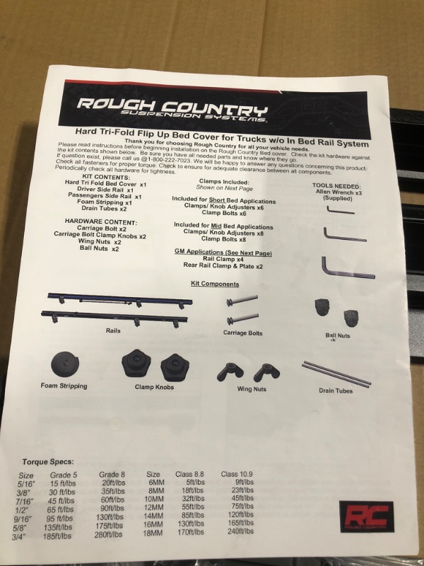 Photo 1 of ** NEW/ COMPLETE** Rough Country Hard Tri-Fold Flip Up Truck Bed Tonneau Cover for Chevy Silverado & GMC Sierra 1500 (2019-2025) - Flush Aluminum Bed Cover, Fits 6'7 (79.4") Bed