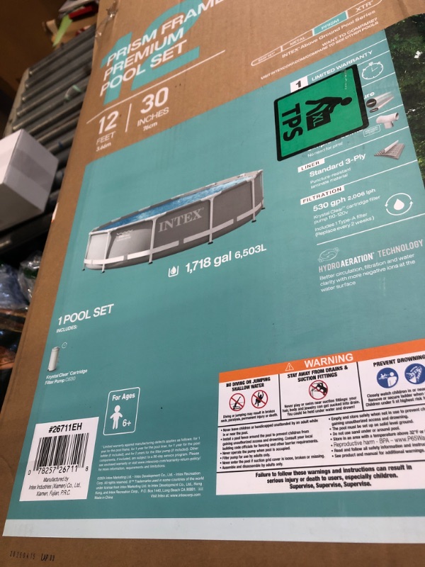 Photo 1 of ** POOL VERY USED AND RUSTY DUE TO HUMIDITY ** Intex 26711EH Prism Frame Premium Above Ground Swimming Pool Set: 12ft x 30in – Includes 530 GPH Cartridge Filter Pump – SuperTough Puncture Resistant – Rust Resistant – 1718 Gallon Capacity