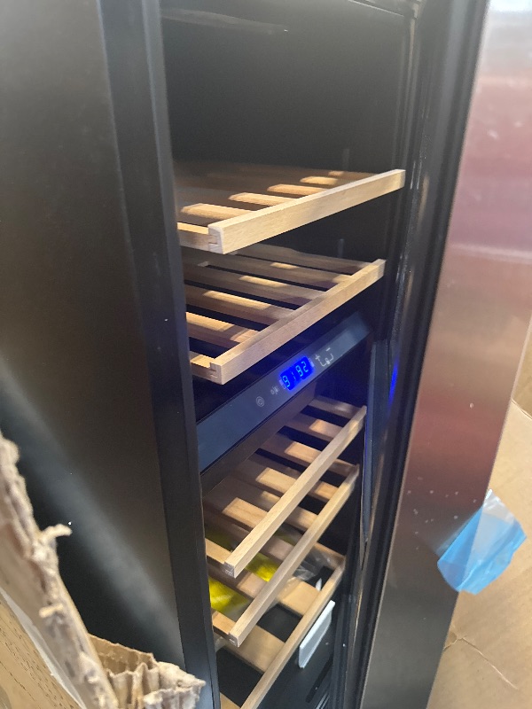 Photo 1 of ** FUNCTIONAL DAMAGE IN CORNER OF DOOR MISSING SCREW ** Takywep Dual Zone Wine Fridge - 28 Bottles, Compressor Cooler, 41?-64? Digital LED Touch Control, Frost-Resistant Lockable Cabinet, Single Glass Door, Freestanding/Built-In, Ideal for Home, Bar