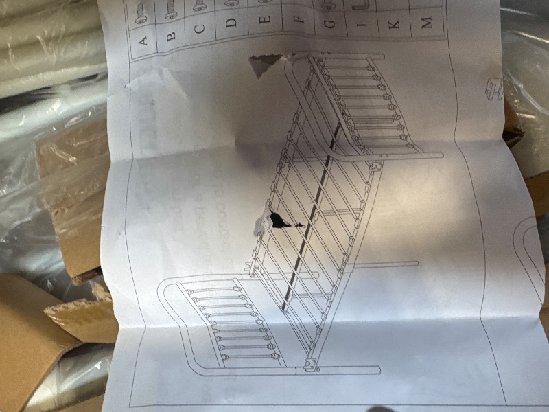 Photo 1 of ** NEW / COLOR WHITE ** NEEBIRGELIA TEMMER Metal Bed Frame Queen Size with Headboard and Footboard Single Platform Mattress Base,Metal Tube and Antique Brown Baking Paint Iron-Art Bed 