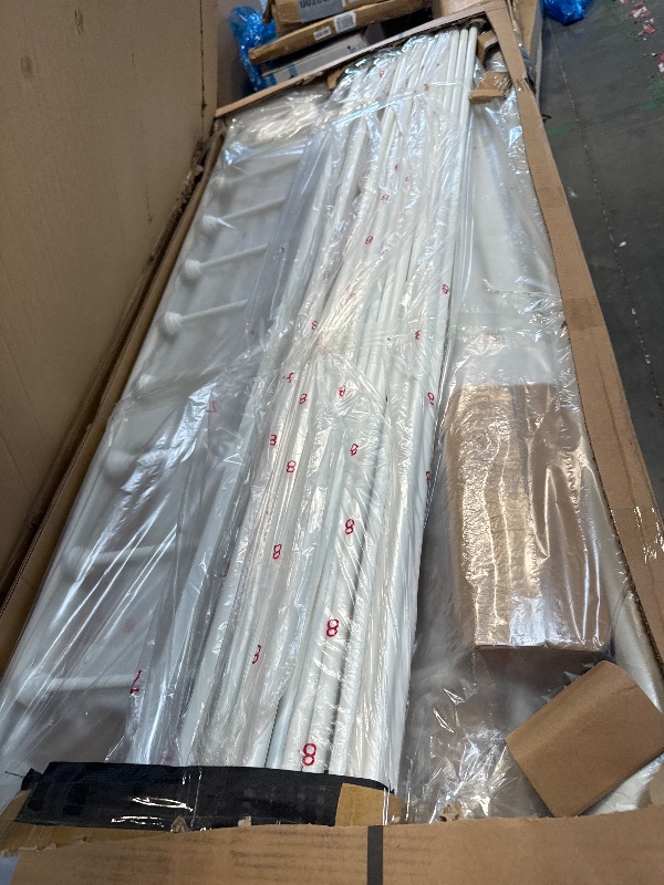 Photo 1 of ** NEW / COLOR WHITE ** NEEBIRGELIA TEMMER Metal Bed Frame Queen Size with Headboard and Footboard Single Platform Mattress Base,Metal Tube and Antique Brown Baking Paint Iron-Art Bed 