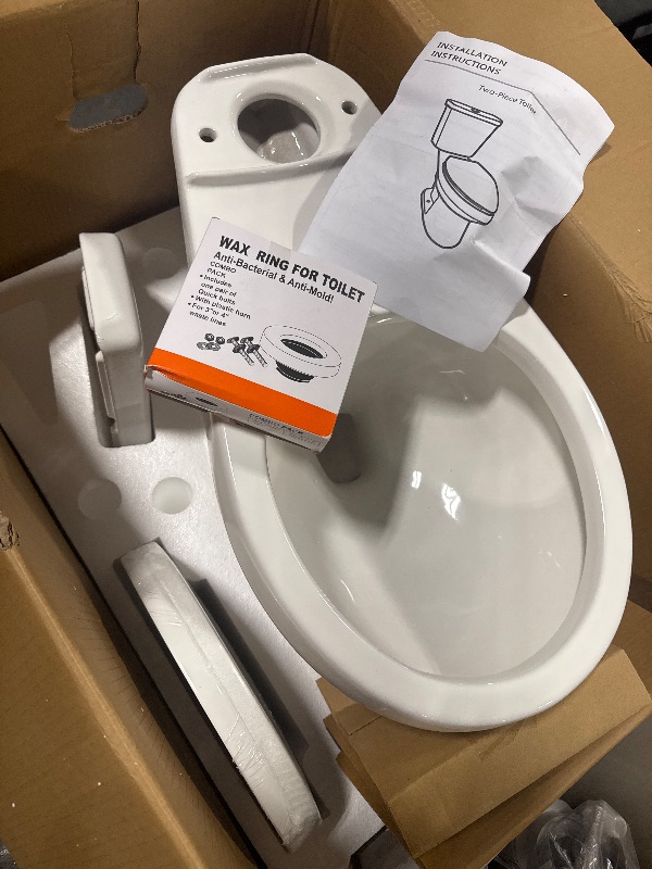 Photo 1 of * NEW TOILET COMPLETED ACCESORIES** Two-Piece Toilet, 21" Height, Round Bowl for Bathrooms with Soft Close Seat, Extra Tall Height Toilet with 1.28 Siphonic Flush Cotton White