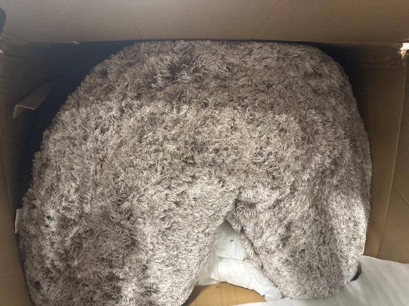 Photo 1 of ** USED** HIGOGOGO Giant Human Dog Sofa Bed, Big Comfy Floor Sofa Couch for Pet Families with Foam Chunk Supportive Mat, Fluffy Faux Fur Orthopedic Dog Bed for Human, XXXL Size, Snow Coffee