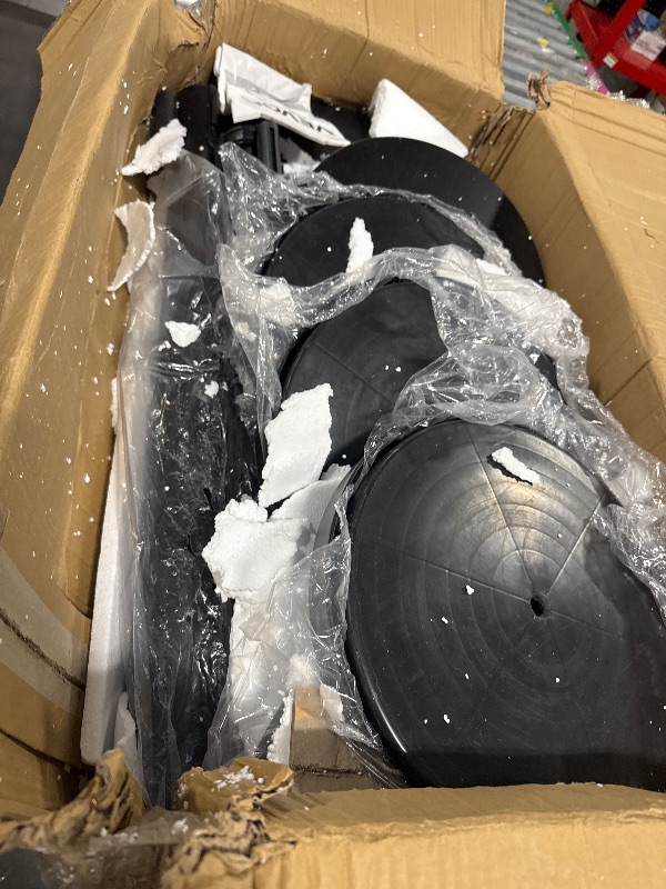 Photo 1 of ** VERY USED** VEVOR Crowd Control Stanchion Set, Stanchion Set with 6.6 ft/2 m Black Retractable Belt, Black Crowd Control Barrier w/Concrete and Solid Metal Base - Easy Connect Assembly (6)