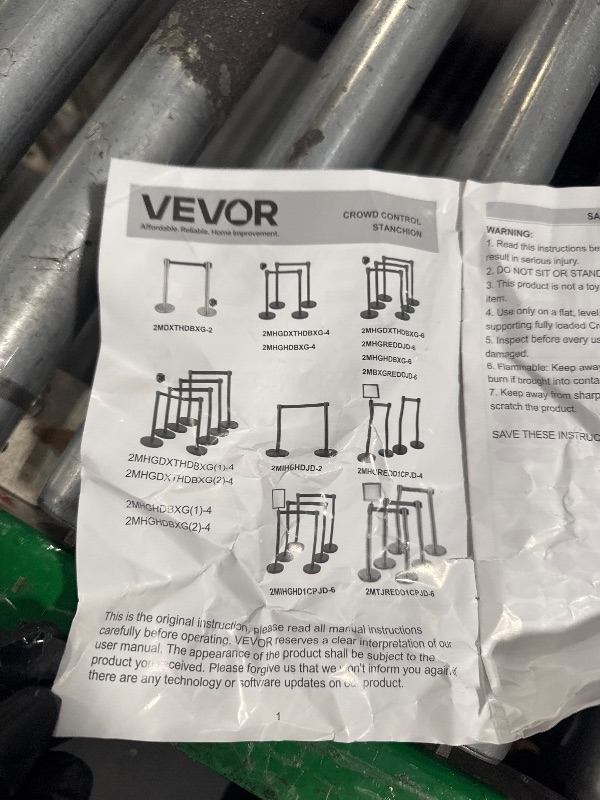 Photo 1 of ** VERY USED** VEVOR Crowd Control Stanchion Set, Stanchion Set with 6.6 ft/2 m Black Retractable Belt, Black Crowd Control Barrier w/Concrete and Solid Metal Base - Easy Connect Assembly (6)