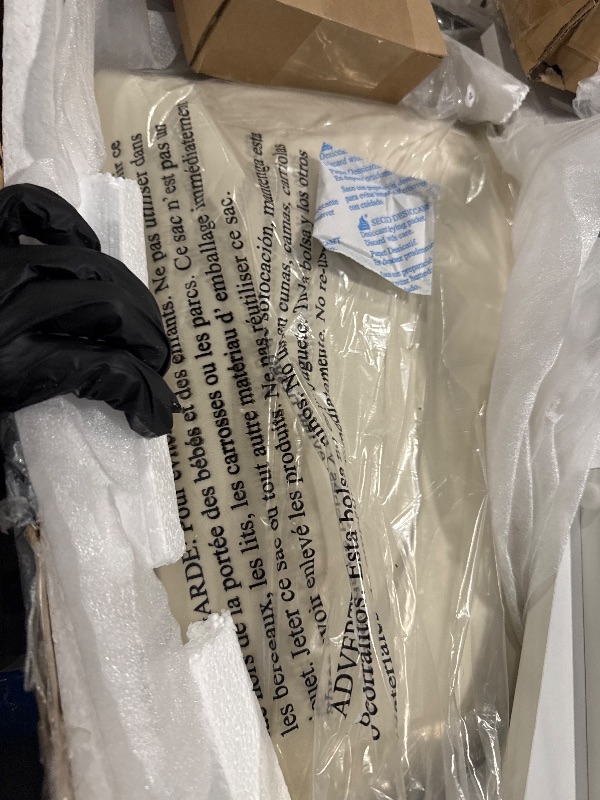 Photo 1 of ** USED ** YITAHOME Makeup Vanity Desk with Mirror and Lights, Farmhouse Vanity Table with Charging Station, 42'' Dressing Table with 2 Drawers & 6 Cabinets, 3 Color Lighting Modes, for Bedroom, White