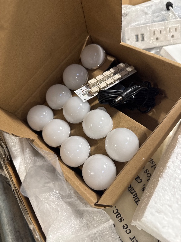 Photo 1 of ** USED ** YITAHOME Makeup Vanity Desk with Mirror and Lights, Farmhouse Vanity Table with Charging Station, 42'' Dressing Table with 2 Drawers & 6 Cabinets, 3 Color Lighting Modes, for Bedroom, White