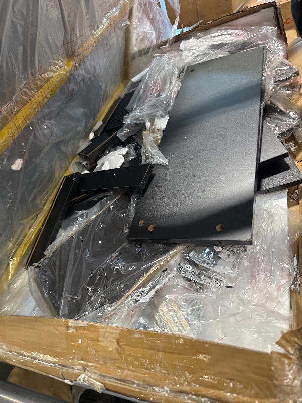 Photo 1 of ** USED / HARDWARE COMPLETED ** GAOMON Coffee Table for Living Room, Faux Marble Coffee Table with 4 Drawers and Glass Doors Storage, Modern Aesthetic Fluted Panel Design,Black & Gold