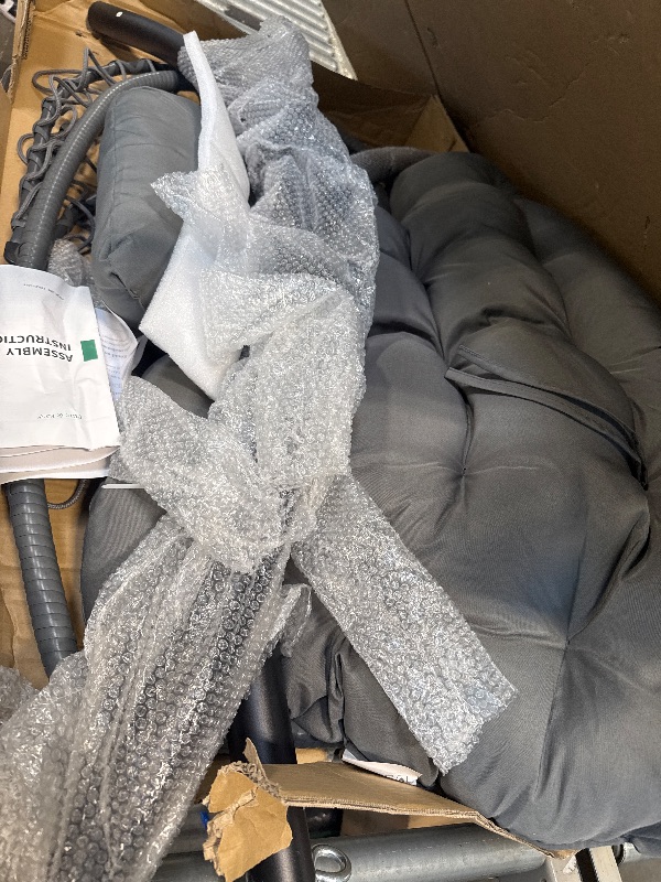 Photo 1 of ** USED ** DWVO Egg Chair with Stand, Hanging Outdoor Rattan Wicker Patio Hammock Indoor Egg Chair with Cushion, Hanging Swing Chair 300lbs for Porch, Garden, Bedroom, Balcony, Gray