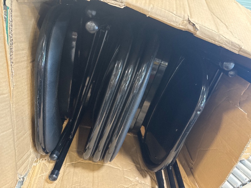 Photo 1 of ** USED/ DAMAGE 1 CHAIR ** VINGLI 8 Pack Folding Chairs with Padded Seats, Metal Frame with Pu Leather Seat & Back, Capacity 350 lbs, Black