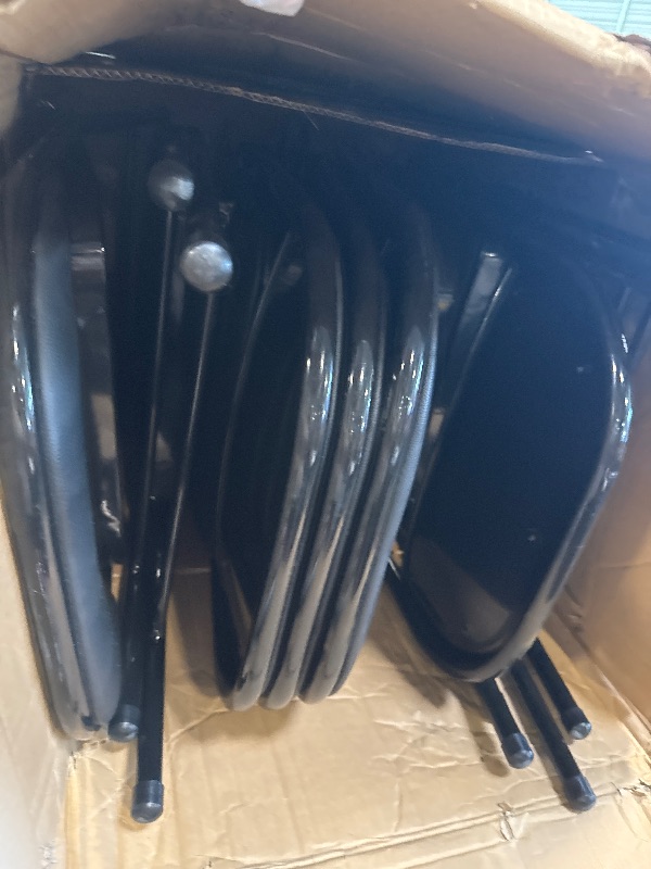 Photo 1 of ** USED/ DAMAGE 1 CHAIR ** VINGLI 8 Pack Folding Chairs with Padded Seats, Metal Frame with Pu Leather Seat & Back, Capacity 350 lbs, Black
