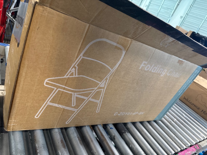 Photo 1 of ** NEW ** Sweetcrispy Folding Chair 4 Pack, Leather Padded Folding Chairs, Sturdy Metal Foldable Chairs, Easy to Use and Store, Outdoor and Indoor, for Home, Office, Party, Comfy