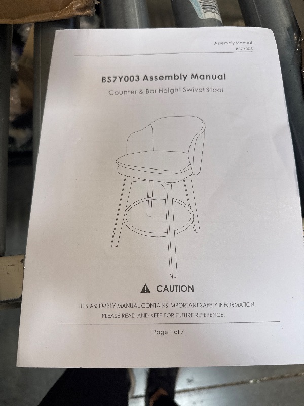 Photo 1 of ** NEW / COMPLETED HARWARE** Counter Height Barstools 26 inch Upholstered Swivel Bar Stools with Back and Wood Legs for Kitchen Island,Set of 2,Beige PU Leather