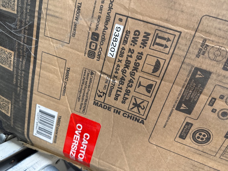 Photo 1 of ** USED/ TESTED FUNCTIONAL ** Rockville TM80D Powered Home Theater Tower Speaker System, Dark Wood, 800W, 8" Subwoofers, Bluetooth, USB/SD Playback, FM Radio, Remote Control, Karaoke Ready, Perfect for Home Entertainment