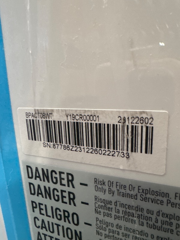 Photo 1 of ** USED/ FUNCTIONAL TESTED ** BLACK+DECKER Portable Air Conditioner, 9,000 BTU (5,300 BTU SACC) for Rooms up to 400 Sq. Ft., Portable AC with Follow Me Remote Control and Window Kit, BPACT08WT, White