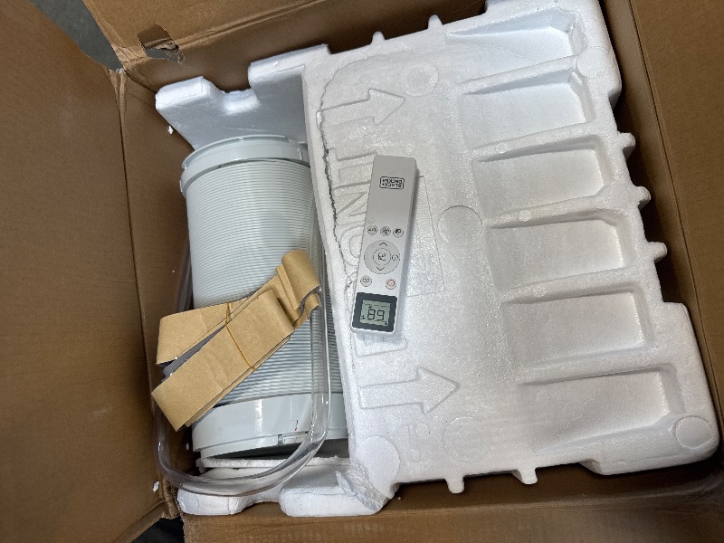 Photo 1 of ** USED/ TESTED FUNCTIONAL ** BLACK+DECKER Portable Air Conditioner, 9,000 BTU (5,300 BTU SACC) for Rooms up to 400 Sq. Ft., Portable AC with Follow Me Remote Control and Window Kit, BPACT08WT, White