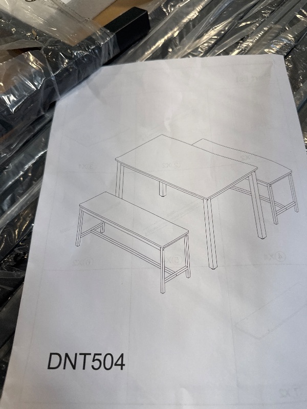 Photo 1 of ** NEW ** Tatub Dining Table Set for 4, 3-Piece Kitchen Table with 2 Benches, Space-Saving Dining Room Set for Breakfast Nook and Small Spaces, Black