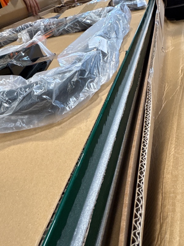 Photo 1 of ** NEW** OUTTANS Metal Picnic Furniture for Outdoors with Umbrella Hole - Coated Steel Heavy Duty Commercial Grade Table with Adjustable Seats, Patio Set for a Lifetime (Green, 8' Rectangular)