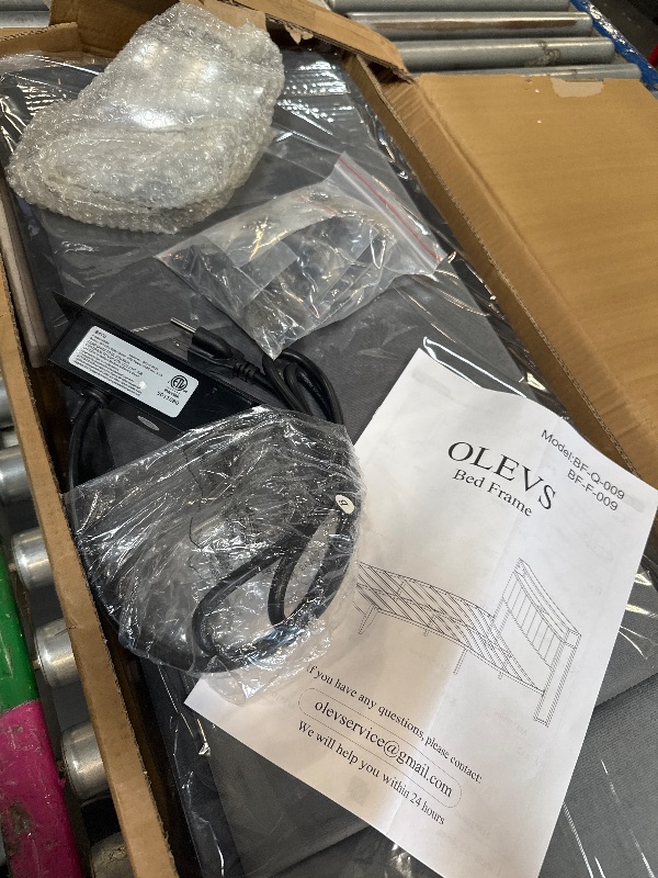 Photo 1 of ** NEW** OLEVS Full Bed Frame with Headboard, Metal Platform Bed Full Size with 2-Tier Storage, LED Light & Charging Station Type C, No Box Spring Needed