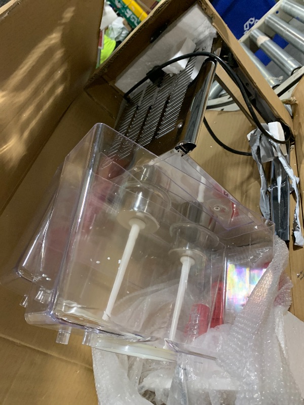 Photo 1 of ** VERU USED / TESTED FUNCTIONAL ** Commercial Beverage Dispenser, 2 Tanks 5.28 Gallon 20L Commercial Juice Dispenser, 10 Liter Per Tank, 280W Stainless Steel Food Grade Ice Tea Drink Dispenser with Thermostat Controller