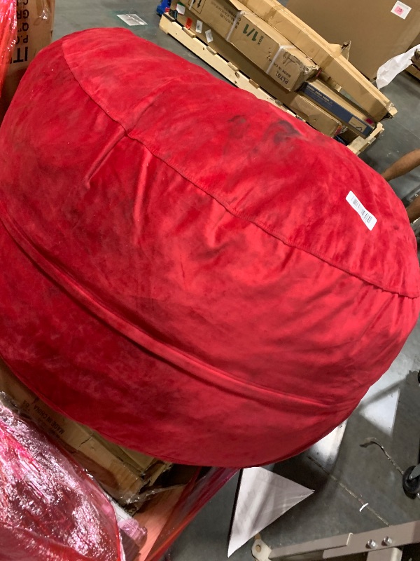 Photo 1 of ** VERY USED/ DIRTY ** Hobestluk 6FT Bean Bag Chair Bean Bag Chairs for Adults Giant Bean Chairs with Velvet Cover, Memory Foam BeanBag Chair Fluffy BeanBag Chairs for Living Room, Bedroom- Red (70" x 70" x 15")