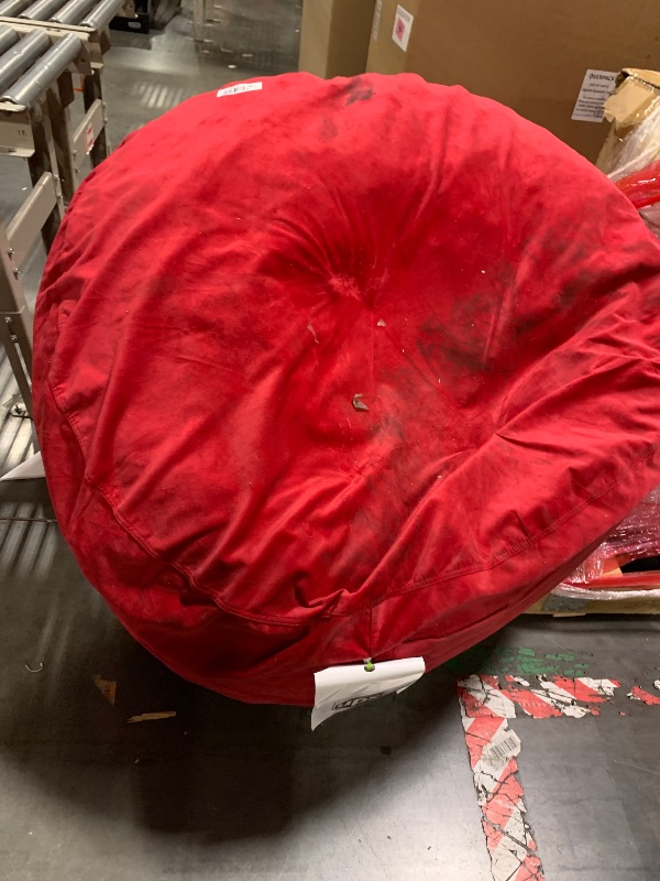 Photo 1 of ** VERY USED/ DIRTY ** Hobestluk 6FT Bean Bag Chair Bean Bag Chairs for Adults Giant Bean Chairs with Velvet Cover, Memory Foam BeanBag Chair Fluffy BeanBag Chairs for Living Room, Bedroom- Red (70" x 70" x 15")
