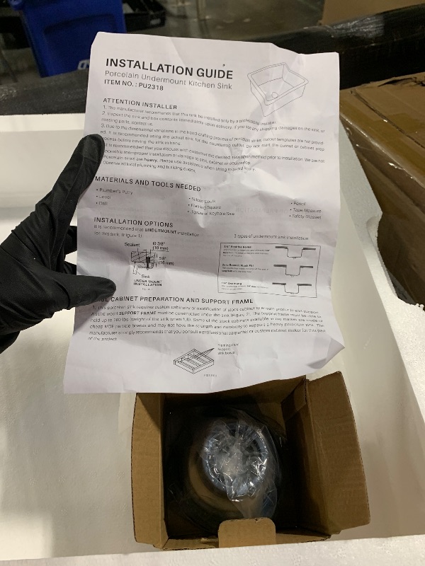 Photo 1 of ** NEW/ IN PERFECT CONDITION*** Enbol White Undermount Kitchen Sink -24 inch Undermount Porcelain Kitchen Sink Single Bowl Kitchen Sinks with Strainer PU2318