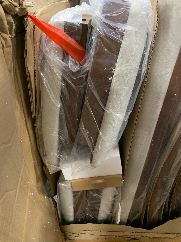 Photo 1 of ** ONLY 5 CHAIRS / MISSING TABLE/ NO RETURN / FINAL SALE ** Merax 5-Piece Wooden Kitchen Dining with 4 Fabric Chairs and 1 Bench, Family Furniture, Natural Cherry