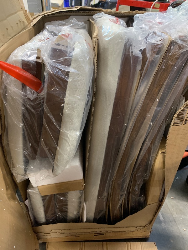 Photo 1 of ** ONLY 5 CHAIRS / MISSING TABLE/ NO RETURN / FINAL SALE ** Merax 5-Piece Wooden Kitchen Dining with 4 Fabric Chairs and 1 Bench, Family Furniture, Natural Cherry