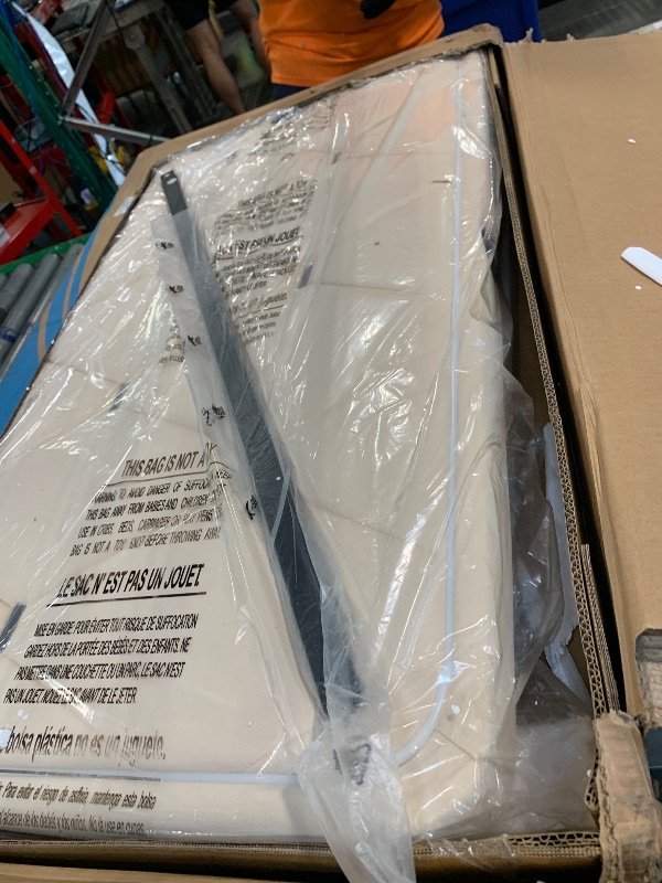 Photo 1 of ** NEW / COMPLETED HARDWARE ** VECELO Upholstered Twin Bed Frame with Headboard Adjustable, Velvet Platform Bed with LED Lights, Charging Station, Mattress Foundation with Wooden Slats, Noise Free, No Box Spring Needed, Cream