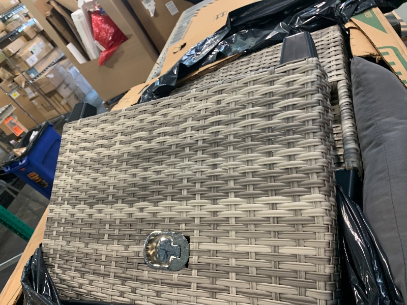 Photo 1 of ** USED/ Outdoor Reclining Chairs, Patio Recliner Chair with Adjustable Backrest and Footrest, Rattan Armchair Up to 150°Lay Flat, Wicker Recliner Chairs with Flip-Up Table and Removable Cushion 1 Piece