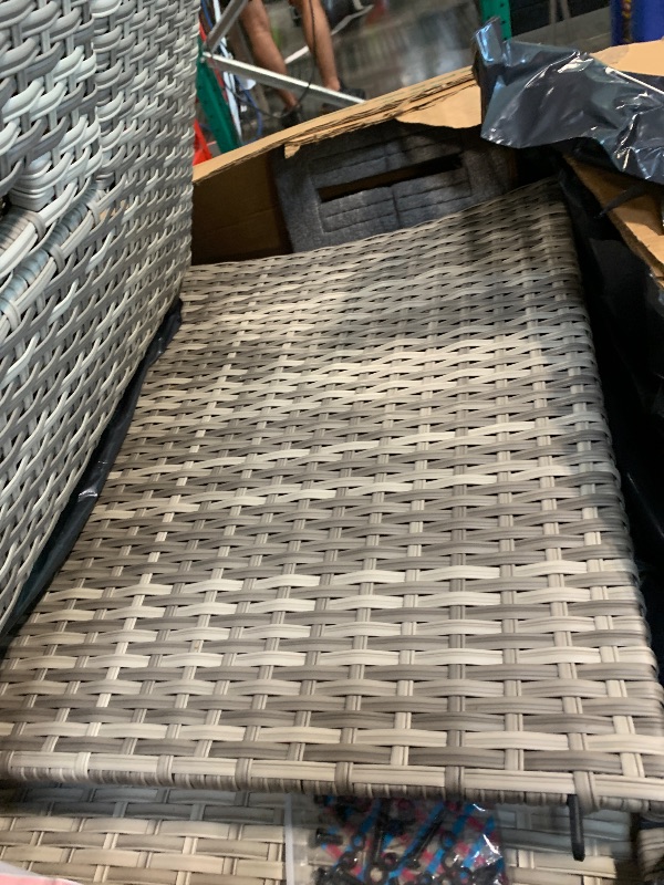 Photo 1 of ** USED/ Outdoor Reclining Chairs, Patio Recliner Chair with Adjustable Backrest and Footrest, Rattan Armchair Up to 150°Lay Flat, Wicker Recliner Chairs with Flip-Up Table and Removable Cushion 1 Piece