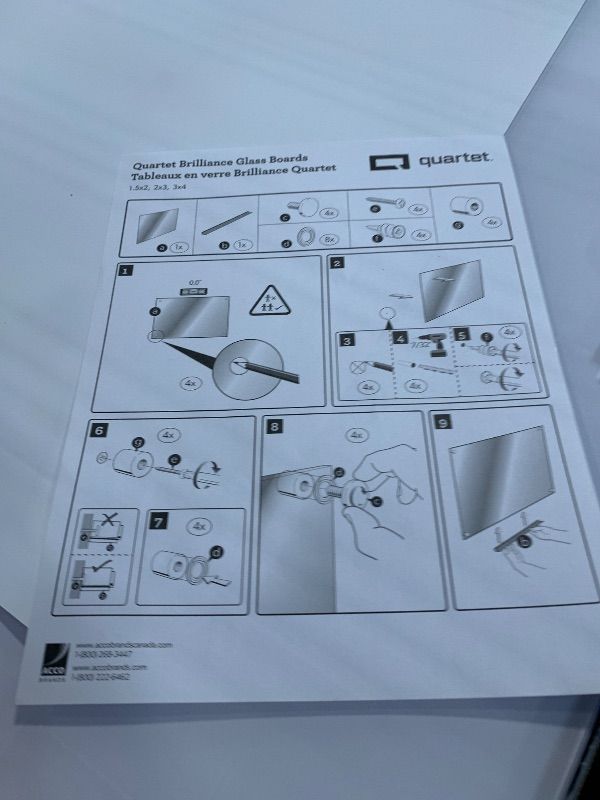 Photo 1 of ** NEW / IN PERFECT CONDITION WITH HARDWARE INCLUDED ** Quartet Magnetic Glass Dry Erase White Board, 48" x 36" Whiteboard, Frameless, Brilliance White High Contrast White Glass (G24836W)