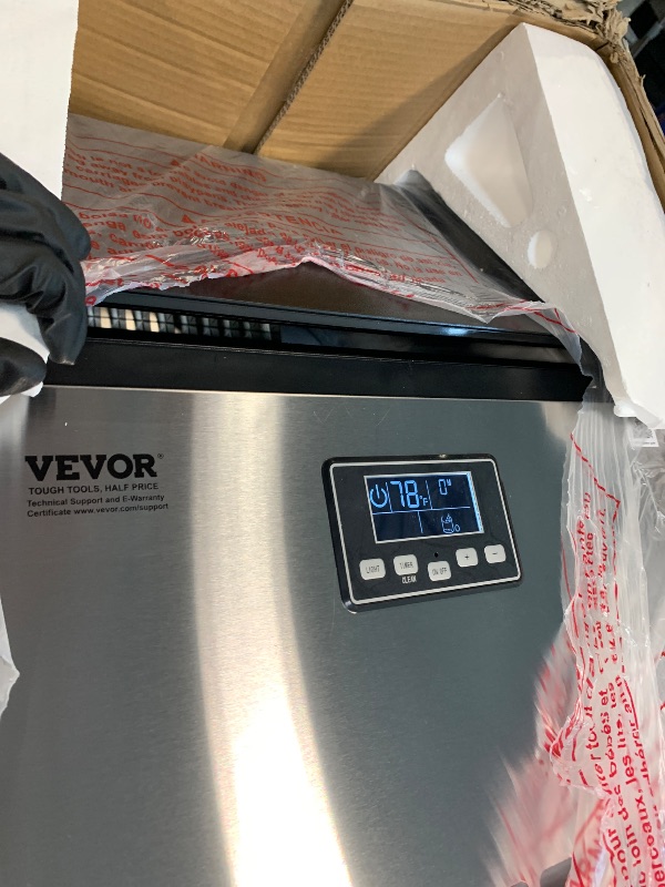 Photo 1 of ** USED/ TESTED FUNCTIONAL ** VEVOR Commercial Ice Maker Machine, 100lbs/24H Ice Maker Machine with 33lbs Storage Capacity, 45 Ice Cubes in 15 Minutes, LED Digital Display Freestanding Self-Cleaning for Bar Office Restaurant