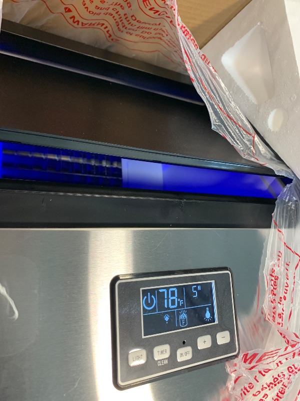 Photo 1 of ** USED/ TESTED FUNCTIONAL ** VEVOR Commercial Ice Maker Machine, 100lbs/24H Ice Maker Machine with 33lbs Storage Capacity, 45 Ice Cubes in 15 Minutes, LED Digital Display Freestanding Self-Cleaning for Bar Office Restaurant