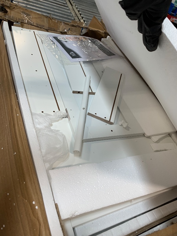 Photo 1 of ** USED ** HOMCOM Kitchen Island Cart, Rolling Kitchen Island with Storage Shelf, Solid Wood Top, Drawer, for Dining Room, White