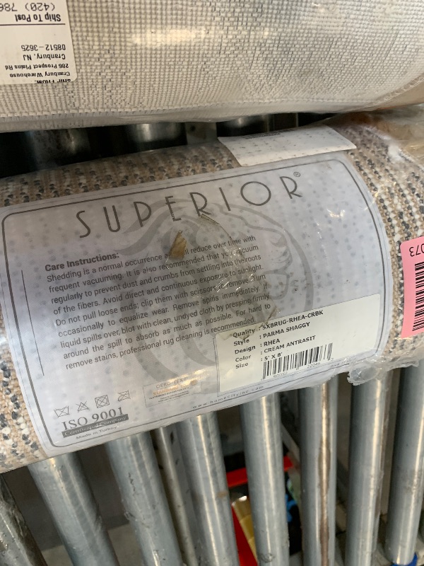 Photo 1 of ** NEW** Superior Indoor Area Rug Perfect for Bedroom, Laundry Room, Entryway, Office, Playroom, Nursery, Fluffy Carpet Cover, Modern Geometric Diamond Lattice Shag Rhea Collection, 5' x 7', Grey Ivory