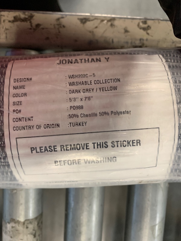 Photo 1 of ** NEW** JONATHAN Y Machine Washable Indoor Area Rug 5X8 Dark Gray/Yellow, Wincer Chenille Cottage Medallion for Living Room, Bedroom, Kitchen, Office, Easy-Cleaning, Pet-Friendly, Non-Shedding WSH202C-5