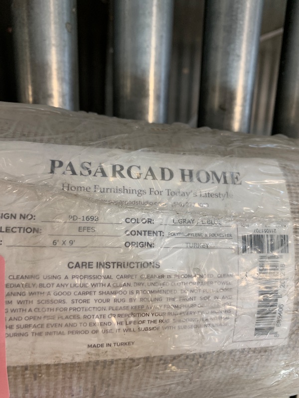 Photo 1 of ** NEW** Pasargad Home Turkish Efes Design Power-Loomed L. Grey/L. Blue Oriental Area Rug- 6' 0'' X 9' 0''