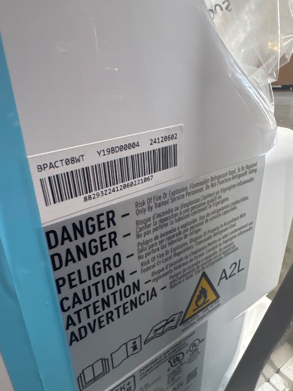 Photo 1 of ** USED/ FUNCTIONAL TESTED** BLACK+DECKER Portable Air Conditioner, 9,000 BTU (5,300 BTU SACC) for Rooms up to 400 Sq. Ft., Portable AC with Follow Me Remote Control and Window Kit, BPACT08WT, White