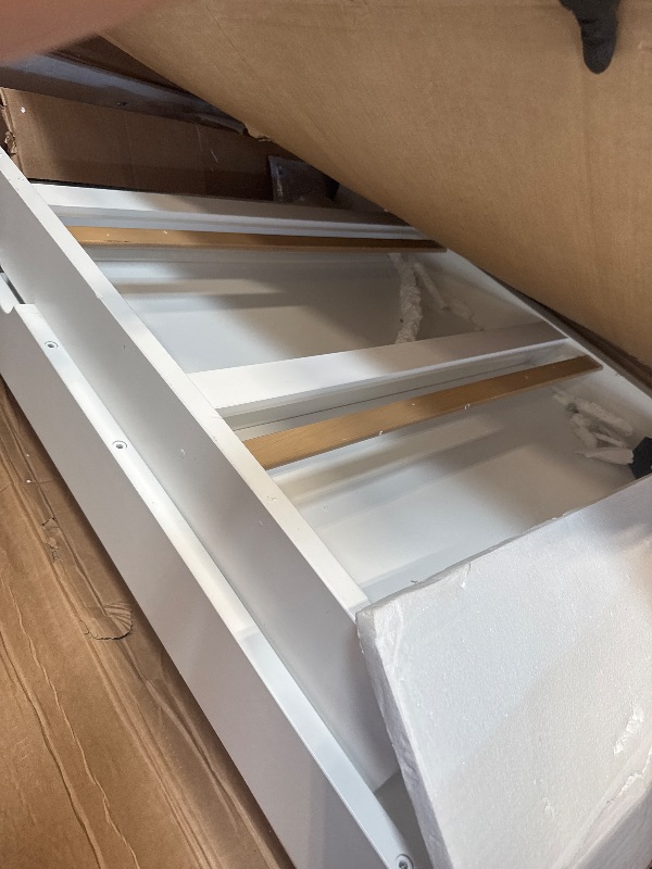 Photo 1 of ** VERY USED** Graco Read-with-Me 4-in-1 Convertible Crib with Drawer (White with Driftwood) - GREENGUARD Gold Certified Converts to Toddler Bed, Daybed, and Functional Bookshelves