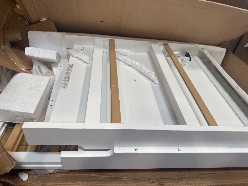 Photo 1 of ** VERY USED** Graco Read-with-Me 4-in-1 Convertible Crib with Drawer (White with Driftwood) - GREENGUARD Gold Certified Converts to Toddler Bed, Daybed, and Functional Bookshelves