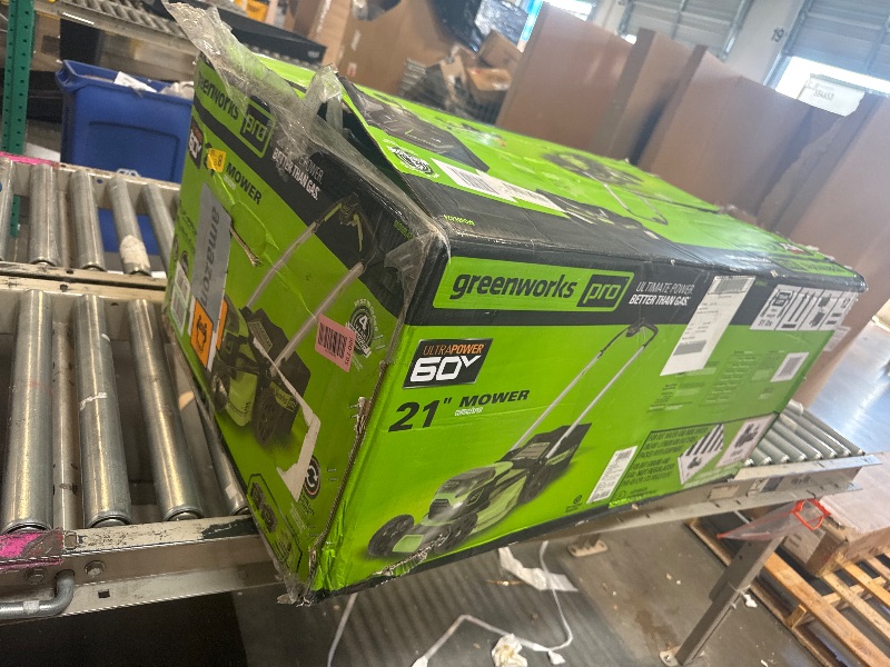 Photo 1 of ** USED/ MISSING BATTERIES & CHARGER  **  Greenworks 60V 21" Self-Propelled Cordless Lawn Mower, Brushless Motor, LED Lights, Includes 2X 4.0Ah Batteries & Rapid Dual-Port Charger(75+ Tool Compatibility, 45Min Runtime)