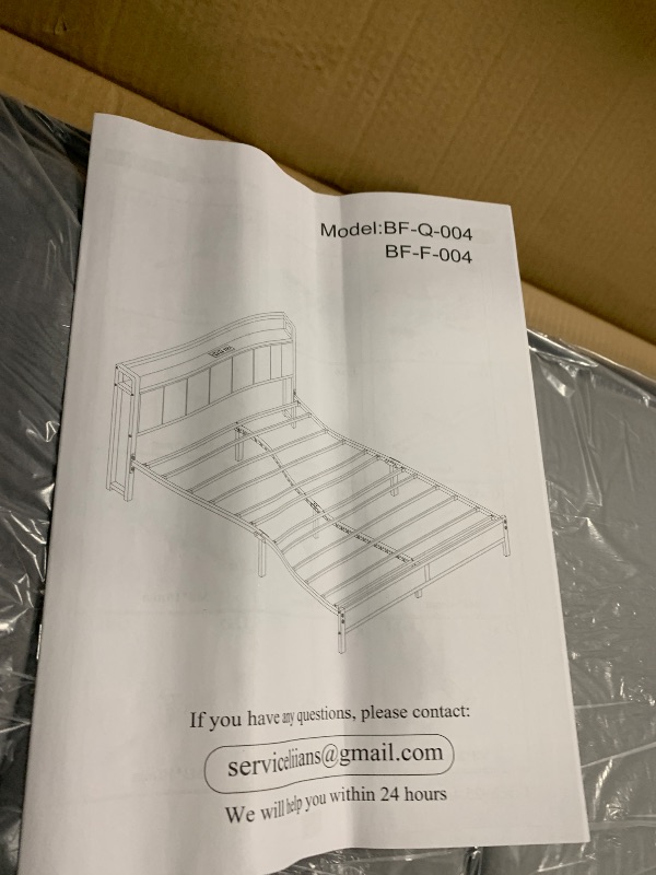 Photo 1 of ** NEW** Liians Queen Bed Frame with Headboard, Metal Platform Bed with Smart LED Lights and USB Charging Station, Easy Assembly, No Box Spring Needed