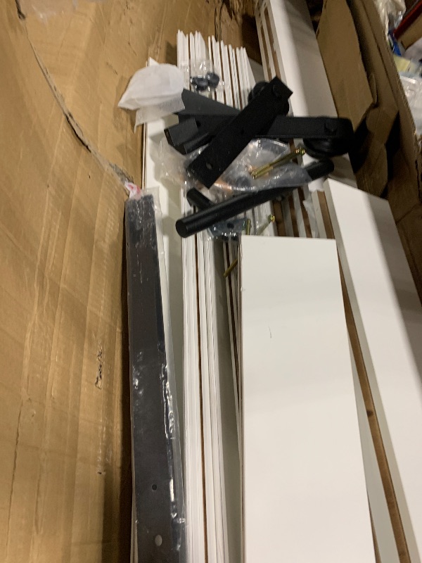 Photo 1 of ** VERY USED** EaseLife 54 x 84 inch White Barn Door with 9FT Sliding Door Hardware Kit Included & Handle,Solid Wood Covered with Waterproof PVC Surface,DIY Assemblely,Easy Install,H-Frame,Fit 50-52in Wide Opening