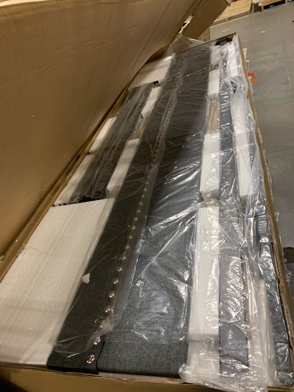 Photo 1 of ** NEW ** Feonase King Size Bed Frame with Luxury Wingback and Fast Charging Station,King Platform Bed Upholstered Button Tufted Storage Headboard,Sturdy Wooden Slats Support,Easy Assembly,Noise-Free,Dark Gray