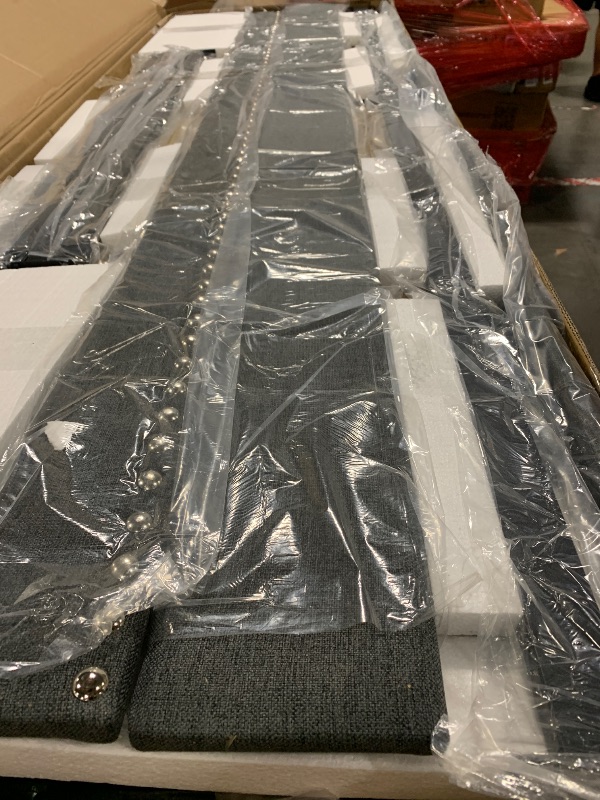 Photo 1 of ** NEW ** Feonase King Size Bed Frame with Luxury Wingback and Fast Charging Station,King Platform Bed Upholstered Button Tufted Storage Headboard,Sturdy Wooden Slats Support,Easy Assembly,Noise-Free,Dark Gray